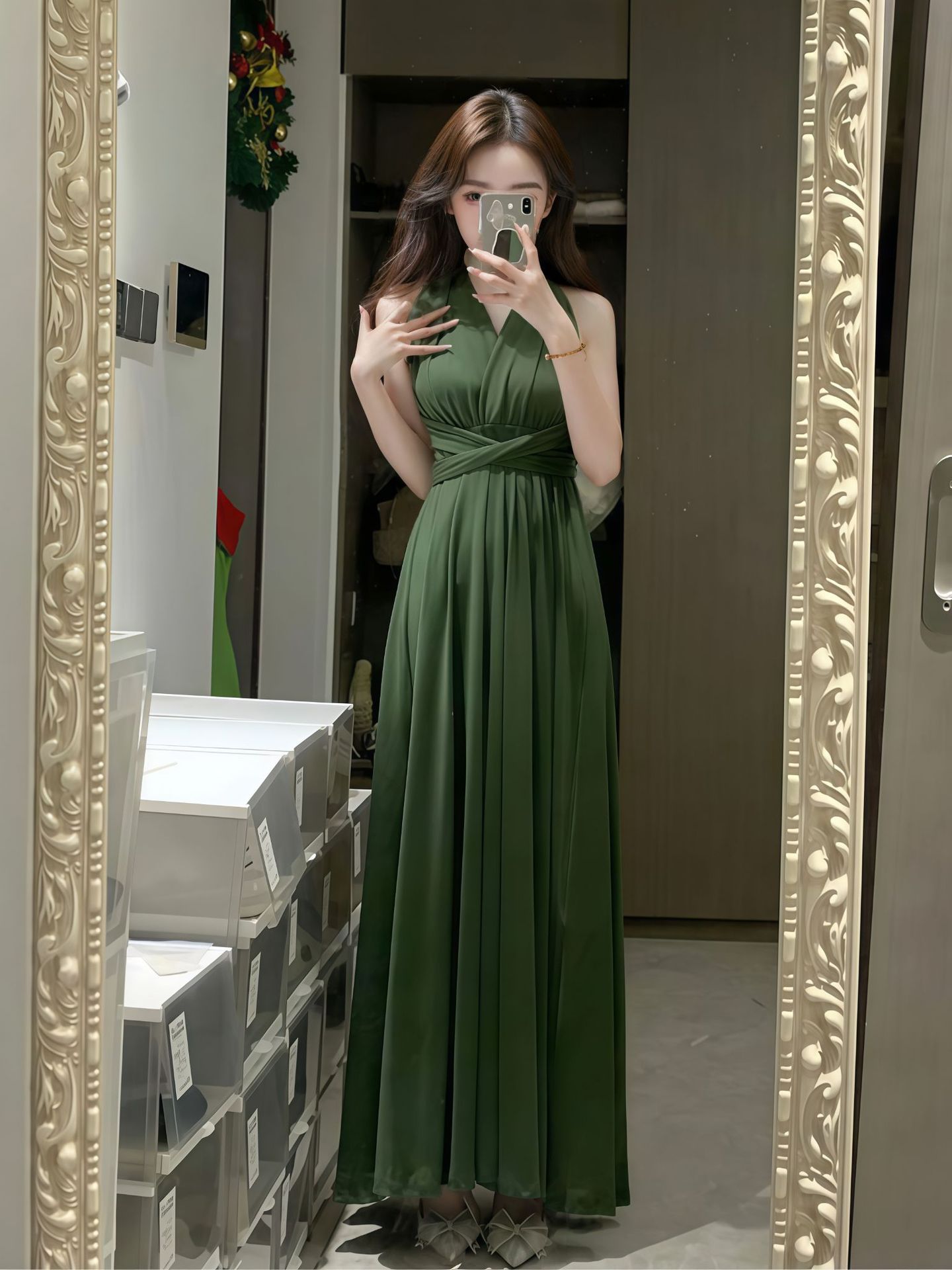 More Than Multiple Wear Rope Cross Backless Bandage One-piece Dress Women