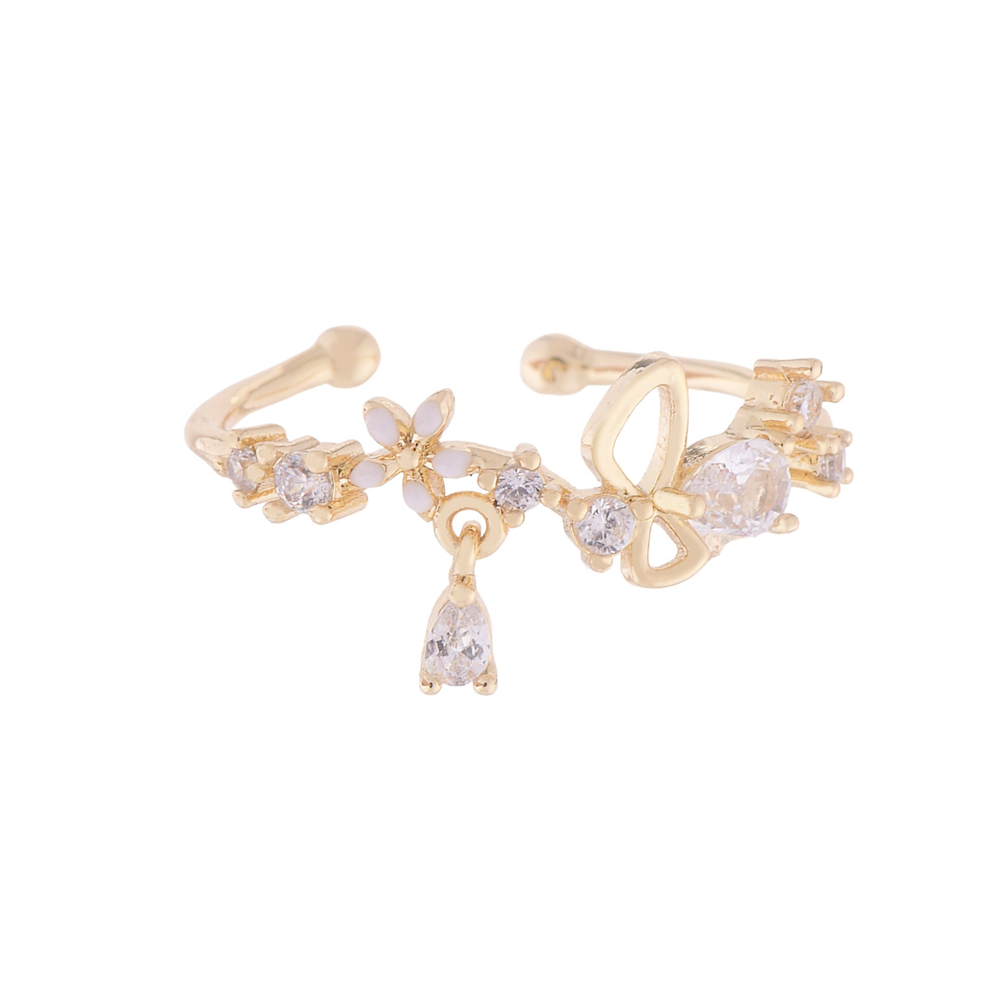 Butterfly Gentle Flower Ring Female Water Drop